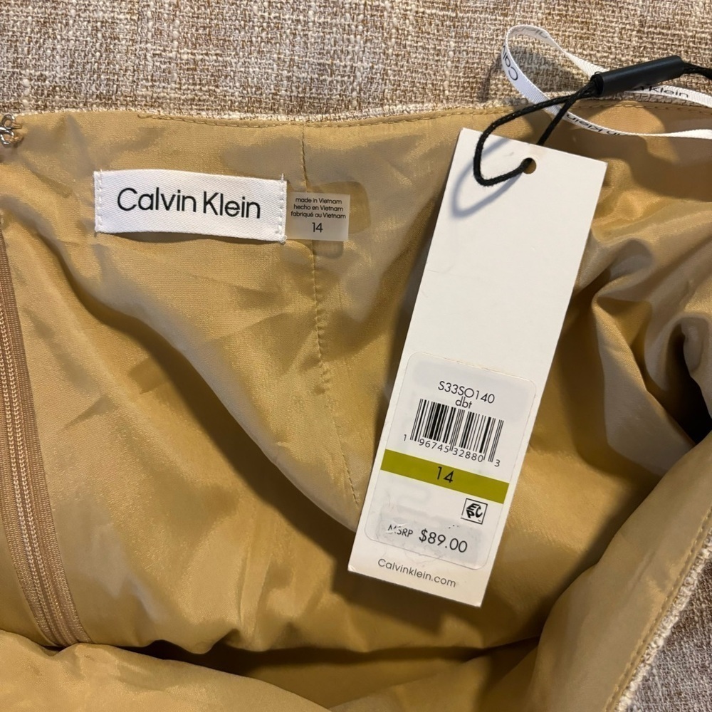 CALVIN KLEIN Women's Biscotti Knee-Length Textured Pencil Skirt NWT - Picture 6 of 6